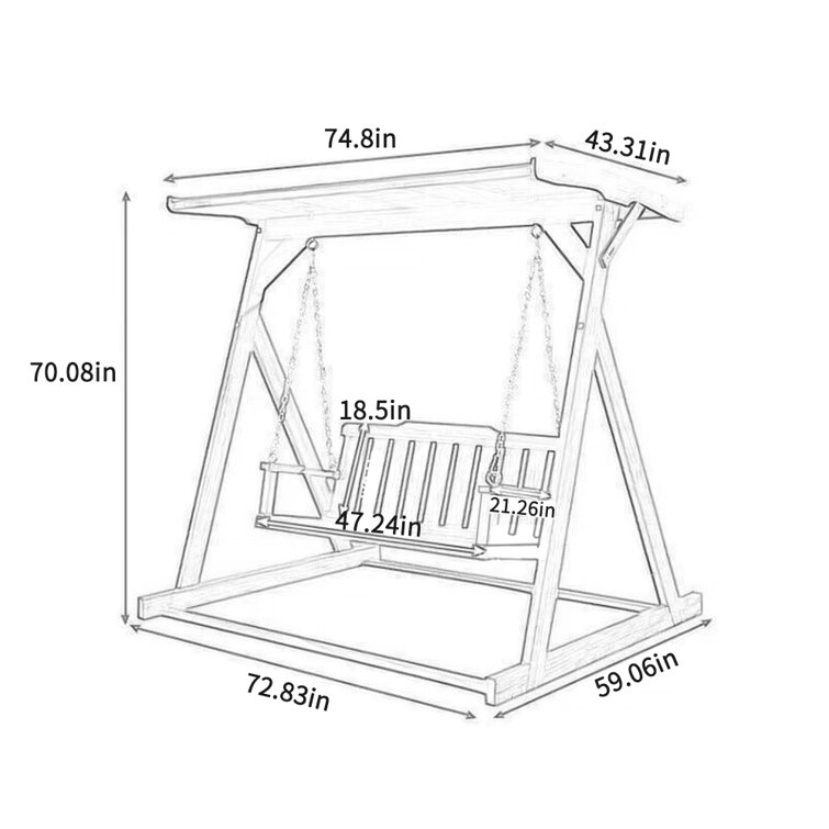 KUNNENJ 2 Person Solid Wood Porch Swing with Canopy Wayfair Canada